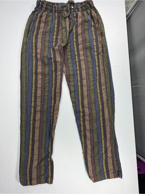 Earthbound Hippie Boho Striped Pants Womens M Cotton Festival